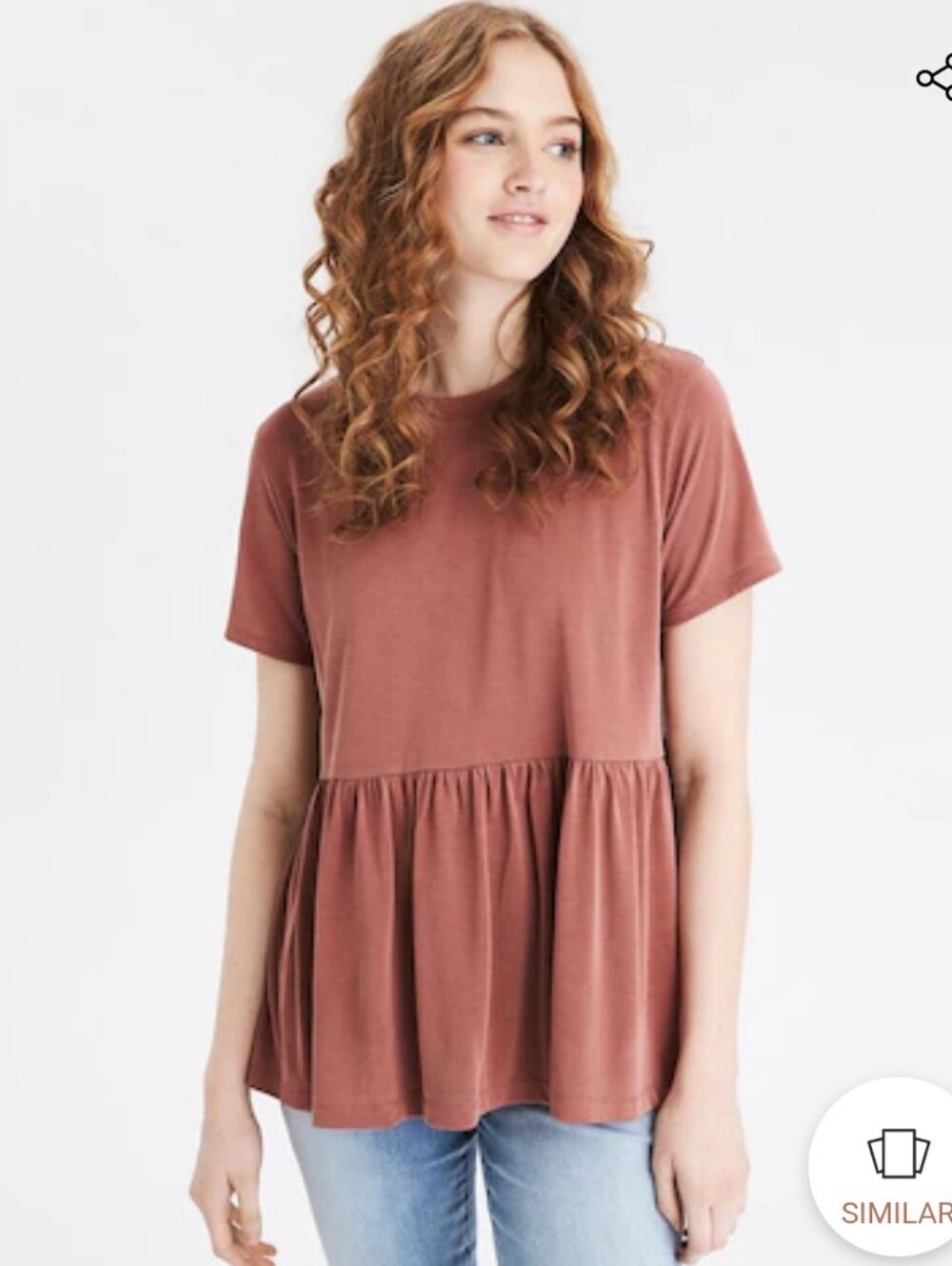 American Eagle Outfitters Rust Peplum Short Sleeve Tee
